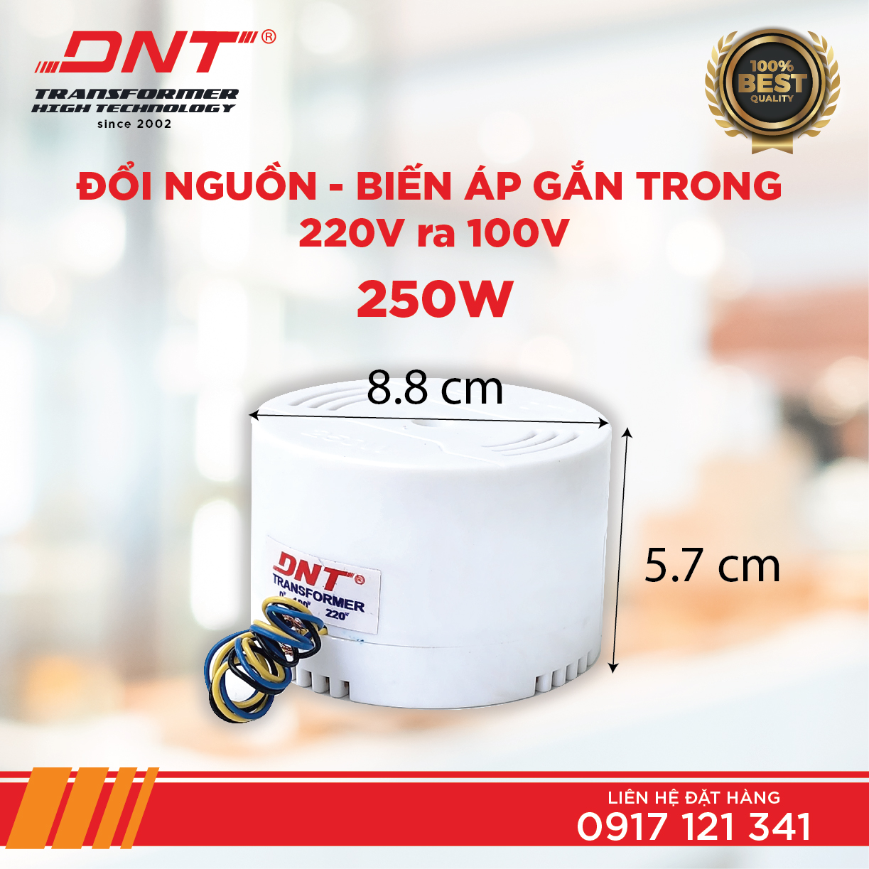 Biến áp xuyến 250w chuyển nguồn gắn trong 220v ra 100v có hộp nhựa-dây đồng