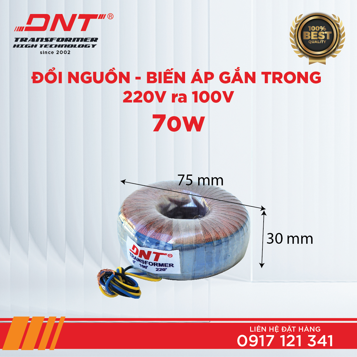 Biến áp xuyến 70w chuyển nguồn gắn trong 220v ra 100v