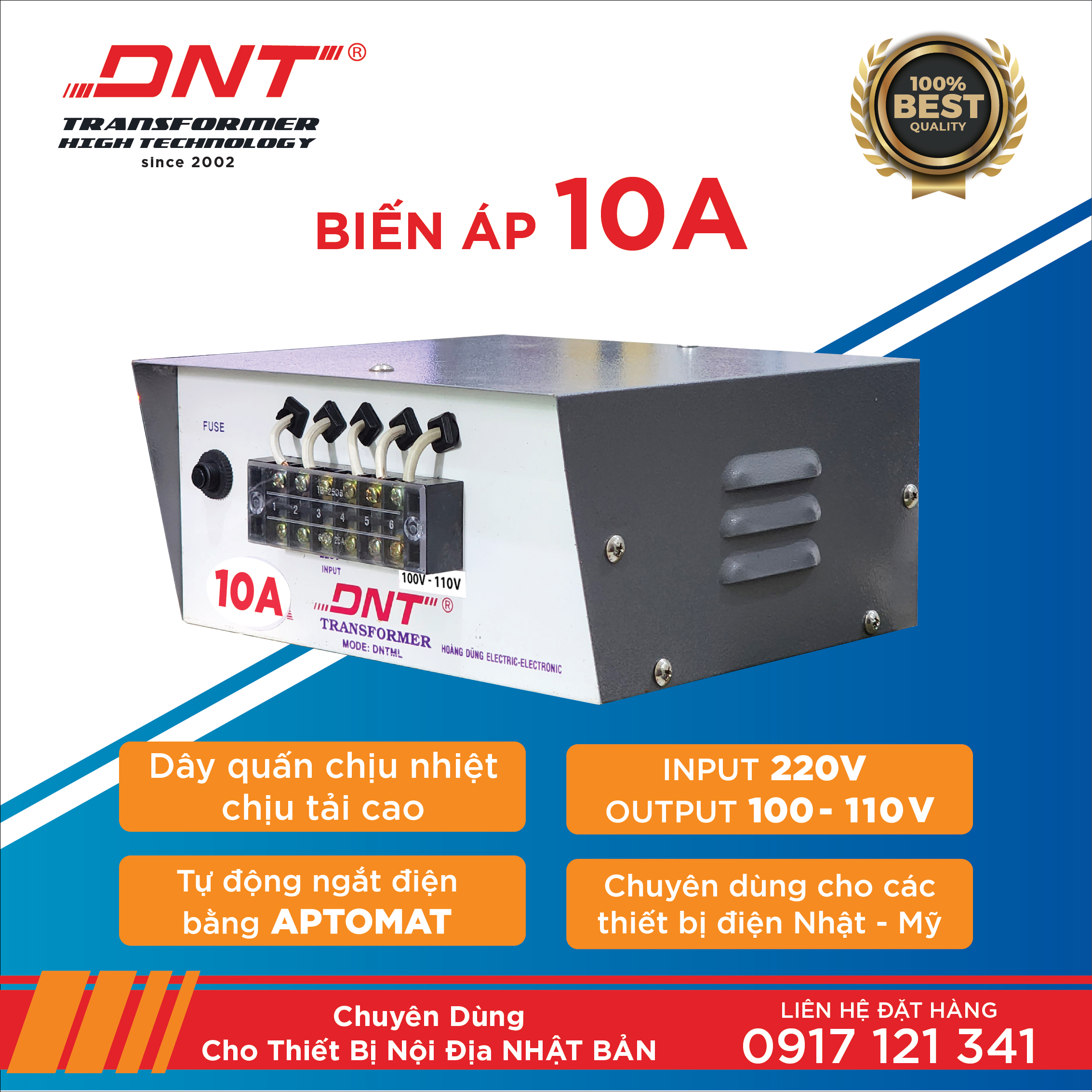 Biến áp 10A DOMINO 220v ra 100v