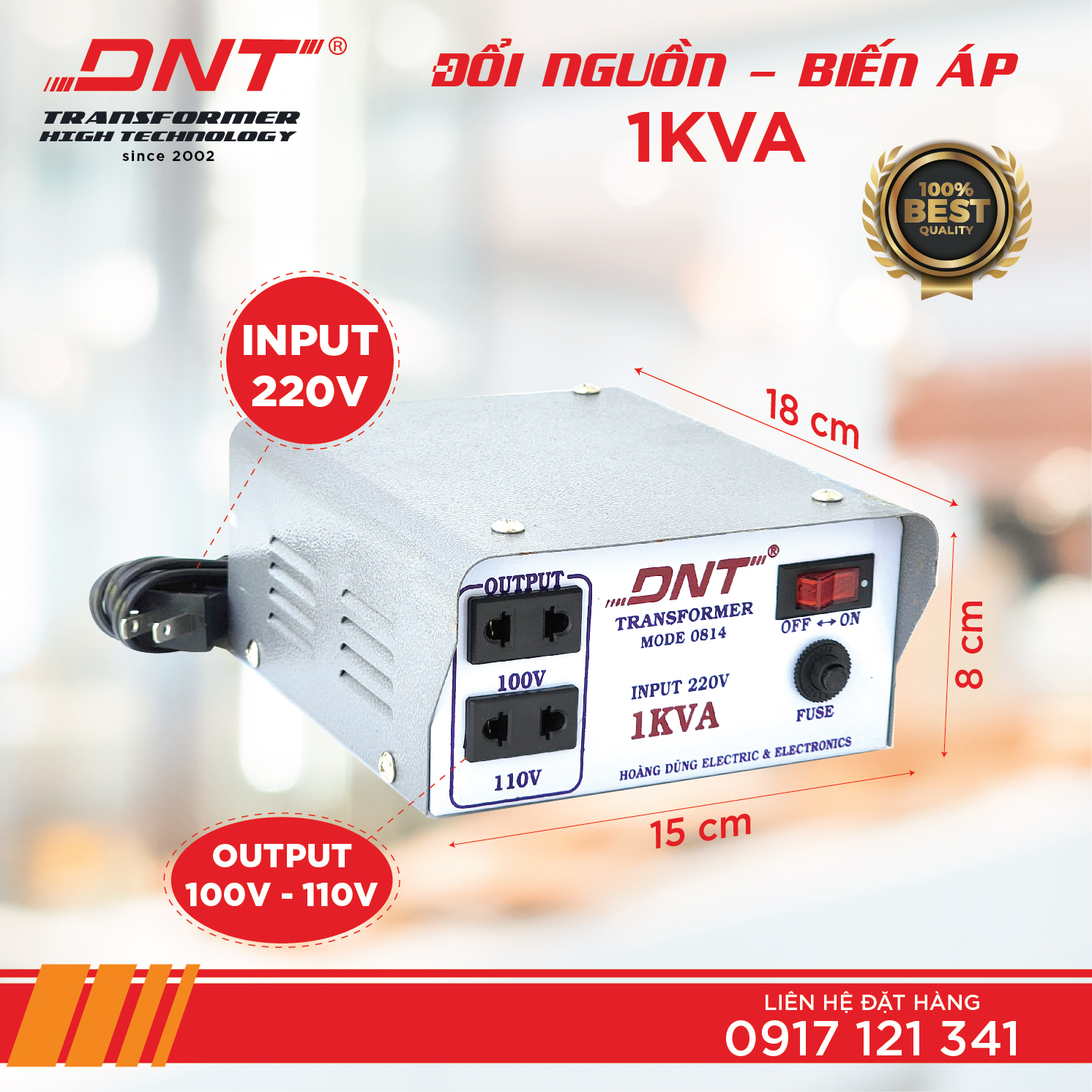 Biến áp 1kva vỏ thép 220v ra 100v