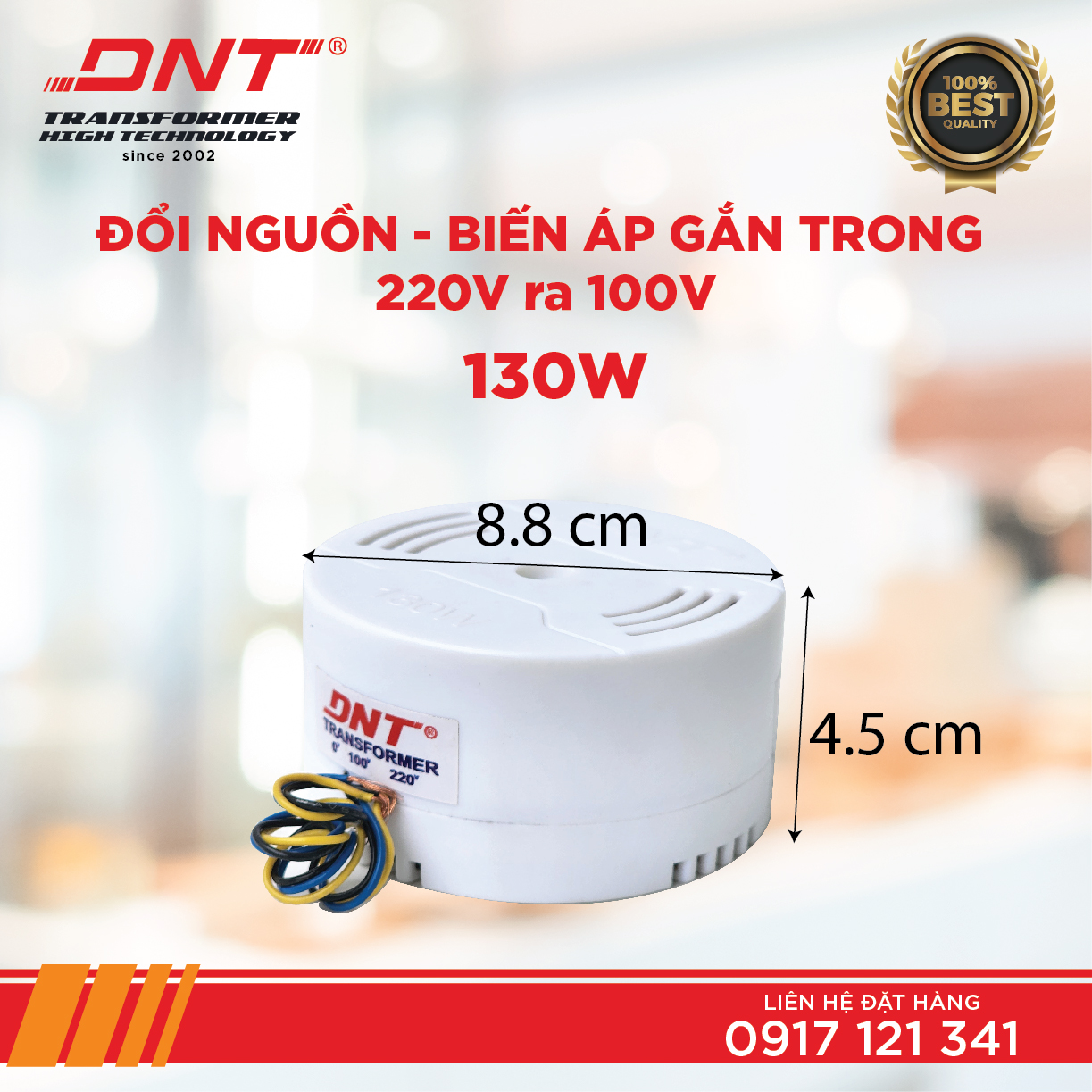 Biến áp xuyến 130w chuyển nguồn gắn trong 220v ra 100v có hộp nhựa-dây đồng